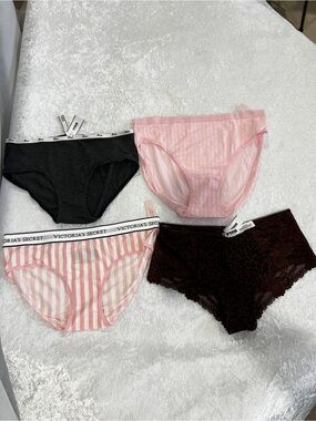 Victoria's Secret & Pink Lot Of Four Underwear Panties Brief Size Medium Lace